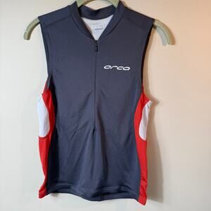 Orca Ladies 1/4 Zip Cycling Jersey Tank SZ M Gray White Orange